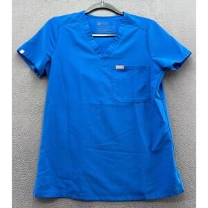 FIGS Technical Collection Royal Blue V-Neck Scrub Top XS Short Sleeve Pocket